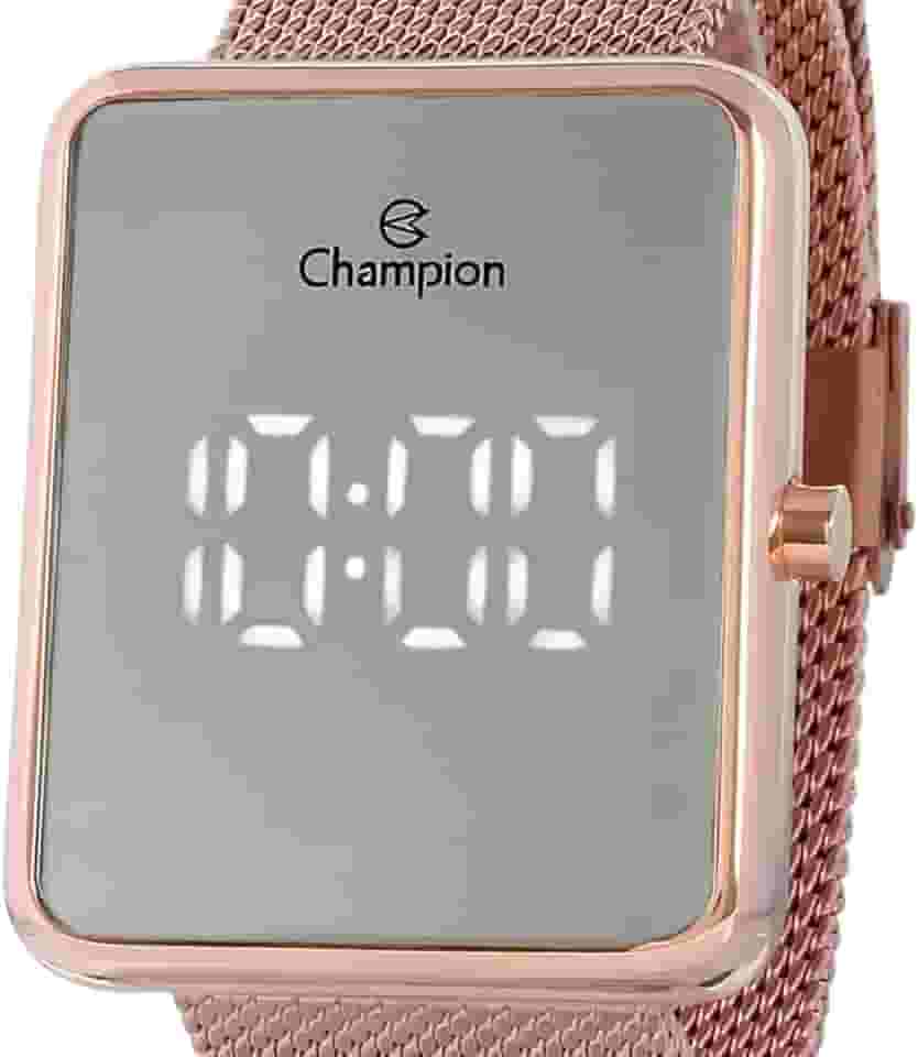 Relógio Feminino Champion Digital Espelhado Rosé + Kit colar e nrincos CH40080Z