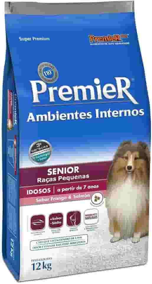 Ração Premier Senior Ambientes Internos para Cães Adultos 7+ Sabor Frango e Salmão, 12kg Premier Pet Raça Idosos,