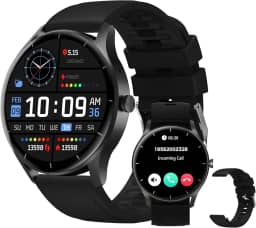 Smartwatch PEJE Relógio Smartwatch com Pulseira Extra - Tela Touch HD 1.28",À Prova d'Água 1ATM,Faz Chamadas Bluetooth,123+ Modos Esportivos,Bateria de 5-7 Dias,Compatível com iOS/Android.(Preto)