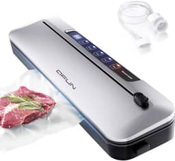 Seladora A Vácuo Elétrica 127V Para Alimentos, 6 Em 1 Com Cortador, Mini Seladora De Embalagens Compatível Com Sacos Texturizados, Vedação 300mm, Sucção 75kPa, Digital, Portátil