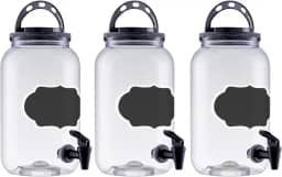 Kit Com 3 Suqueira Com Torneira Para 3,6 Litros Alça E Lousa (Preto)