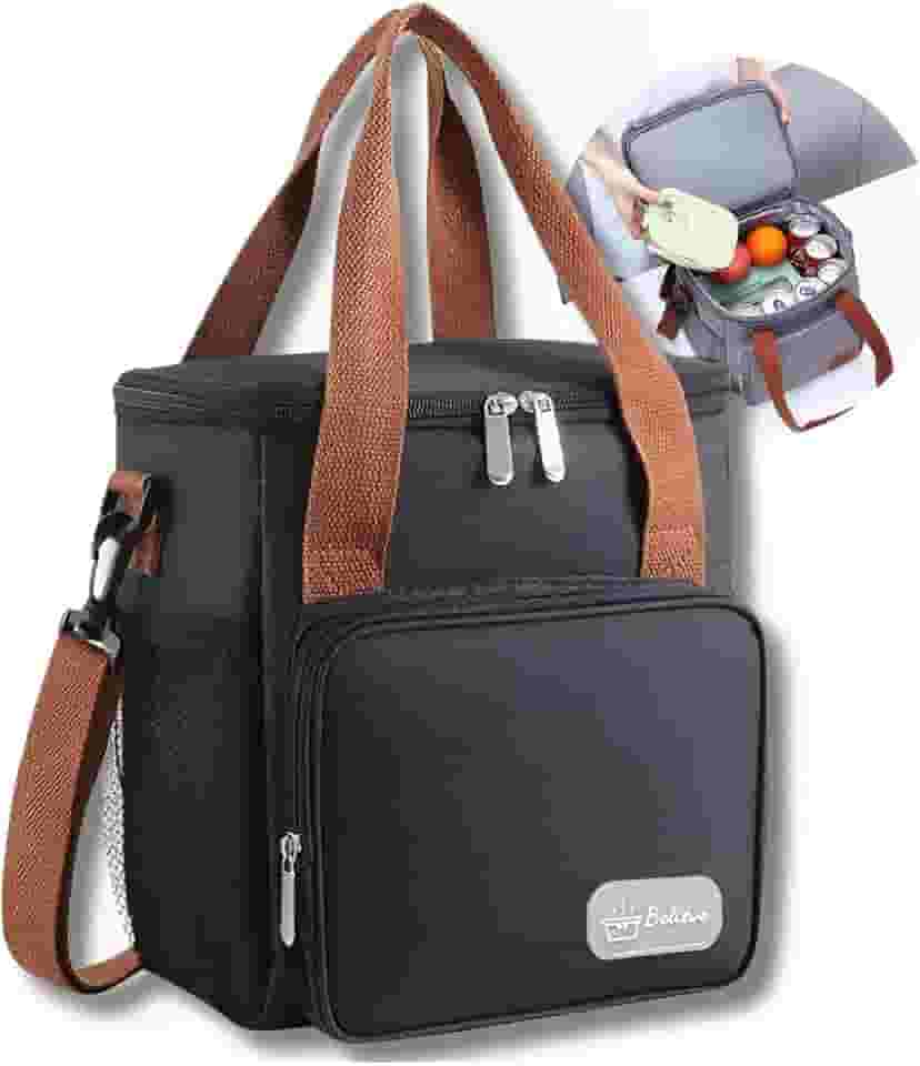 Bolsa Térmica Para Marmita Lancheira Escolar Trabalho Academia Fitness Masculina Feminina Com Alça Ajustável 12L (Preto)