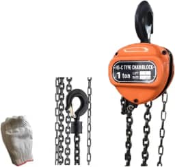 Talha Manual 1 Tonelada, Altura máxima de elevação 6 metros - Alta Capacidade de Carga, Material Durável de Aço, Gancho Giratório 360° - Ideal para Construção, Armazéns e Oficinas