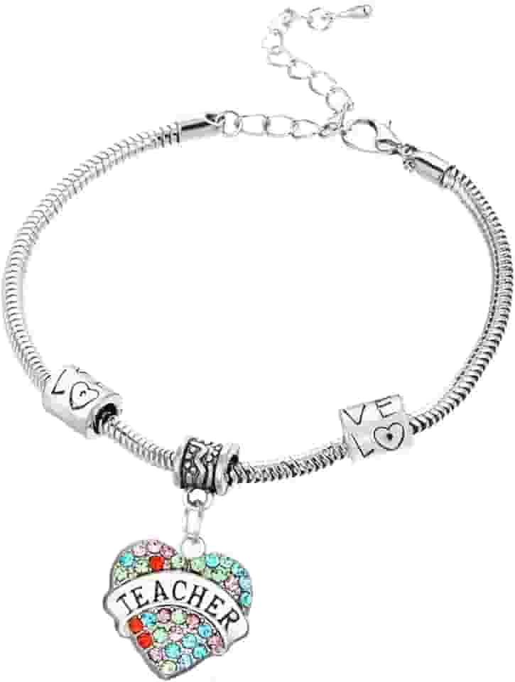 Pulseiras de coração de strass para professores presentes de agradecimento para professores presentes de agradecimento para professores