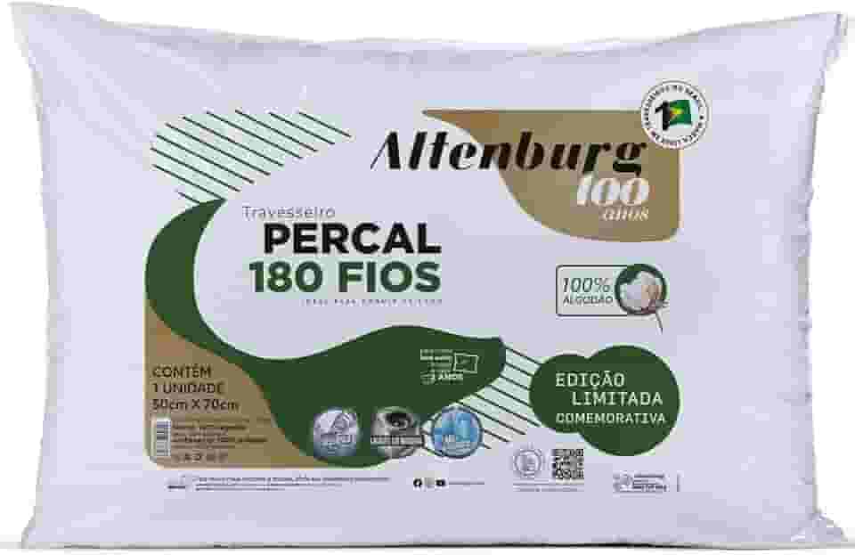 Altenburg Travesseiro 180 Fios, 50 x 70 cm, 100% Algodão, Branco, Edição Comemorativa 100 Anos