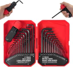 Jogo de 35 Peças Chave Allen com Manopla Auxiliar - Métrico (0.7-10mm) e Imperial (0.028-3/8") - Kit Completo para Manutenção