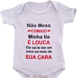 Body Infantil Manga Curta Para Bebê Branco Temático Frases