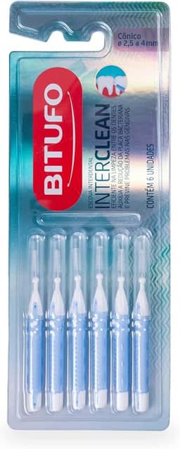 Escova Interdental Bitufo Interclean Cônico 2, 5 a 4 milímetros 6 unidades, Bitufo