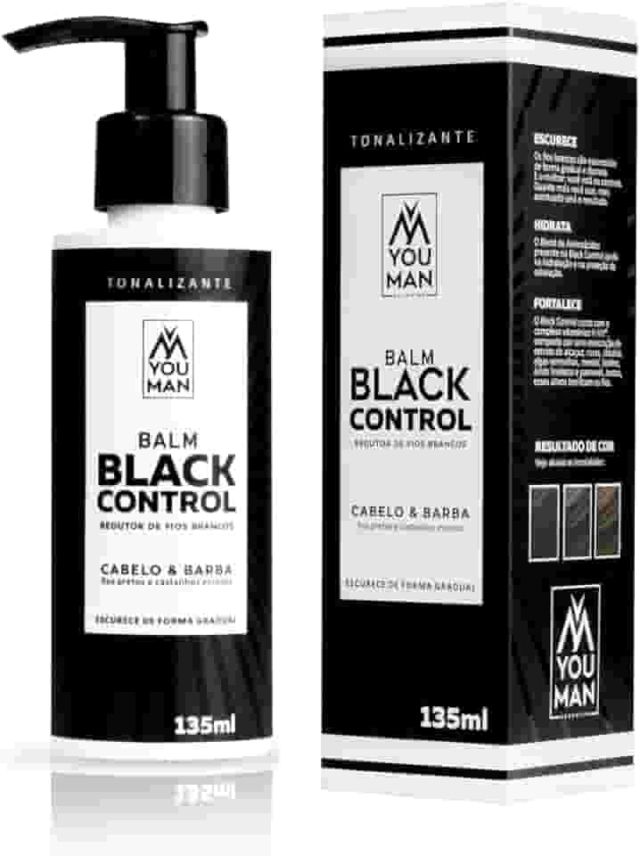 Balm Tonalizante Black Control Escurecedor Gradual Reduz Fios Brancos Cabelo e Barba 135ml You Man
