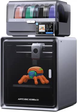 ANYCUBIC Impressora 3D Kobra S1 Combo, Multicolorida, Alta Velocidade Máxima De 600 Mm/S, Precisão, Estrutura Estável Xy Do Núcleo, Impressão Ultrassilenciosa, Aplicativo Anycubic, Com Um Clique 250