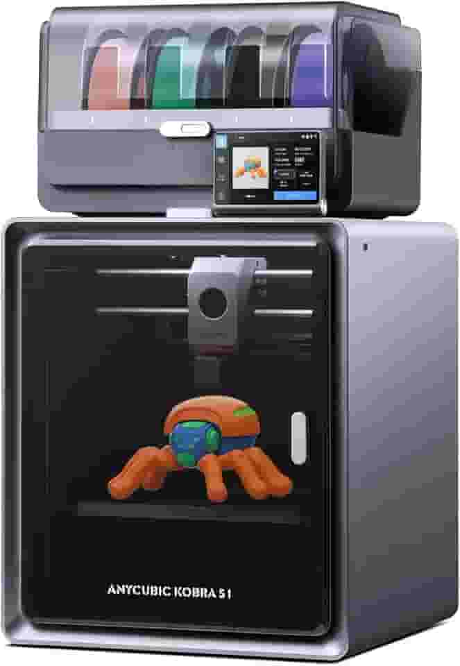 ANYCUBIC Impressora 3D Kobra S1 Combo, Multicolorida, Alta Velocidade Máxima De 600 Mm/S, Precisão, Estrutura Estável Xy Do Núcleo, Impressão Ultrassilenciosa, Aplicativo Anycubic, Com Um Clique 250