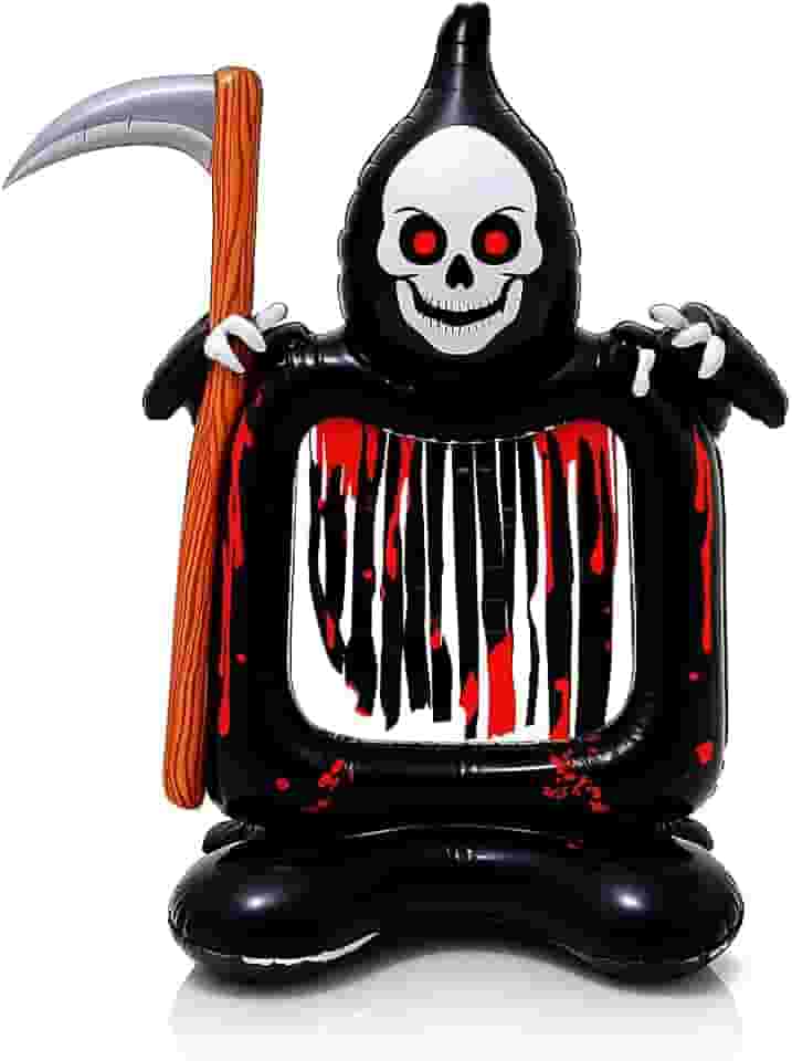 Túnel Inflável de Halloween Decorativo, 135 cm de Altura, Design da Morte com Foice, PVC Durável Grim Reaper Festa Assustadora Dia das Bruxas