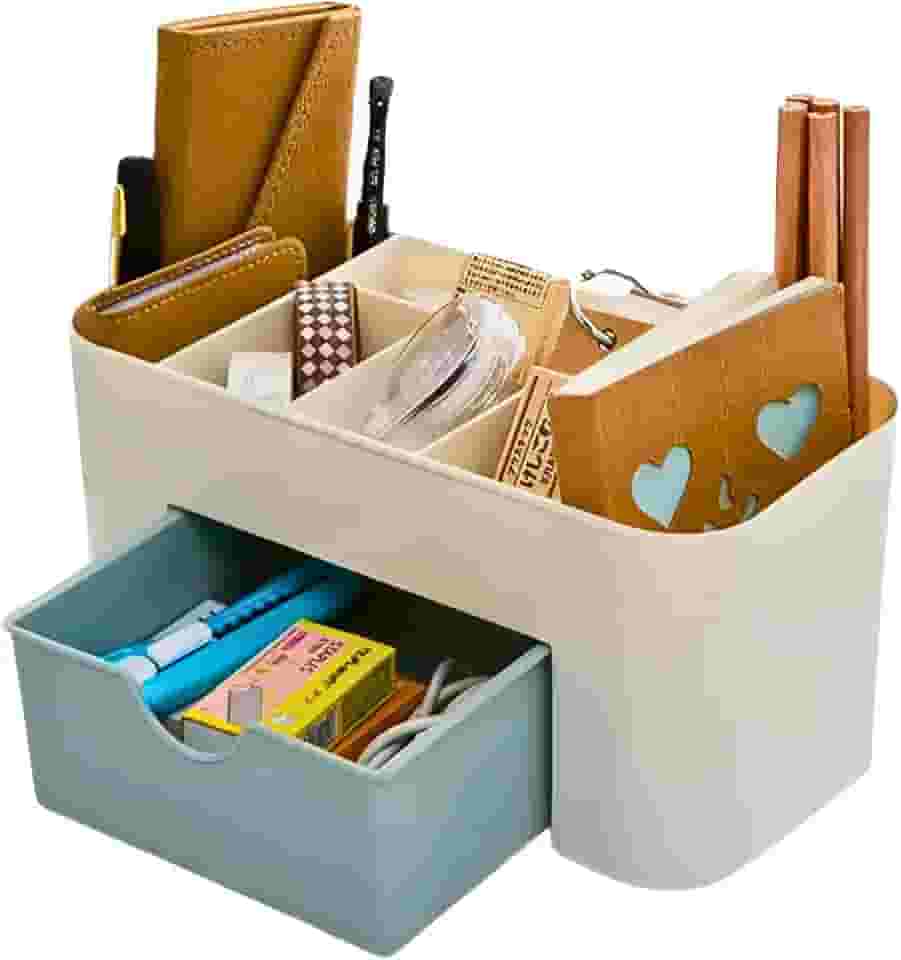 Organizador Maquiagem Cosméticos Escritório Mesa Porta Treco Caneta Multiuso Gaveta (Azul)