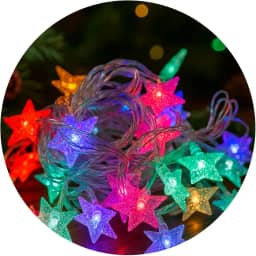 Pisca Estrela Led 2 Metros 8 Estrelas Decoração De Natal Pilha AA (Colorido)