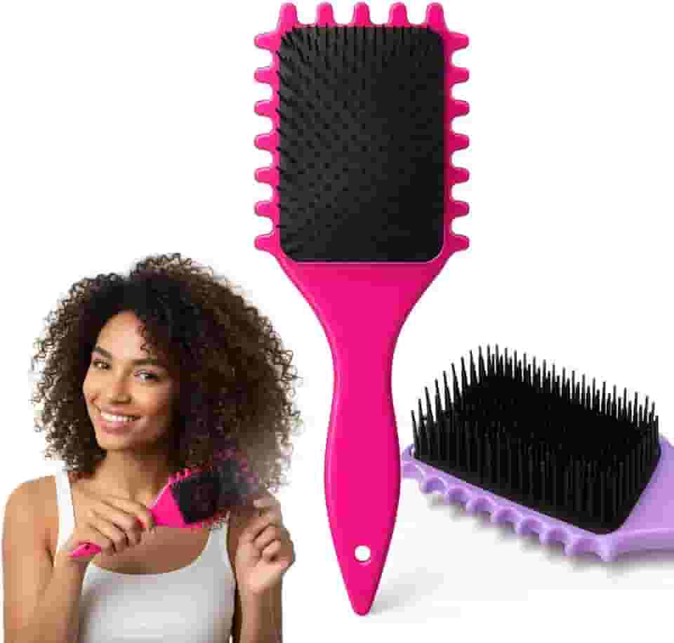 Escova Cabelo Fitagem Cachos Ondulado Finalização Profissional Raquete Wave Mechas - Ideal para Cabelos Cacheados