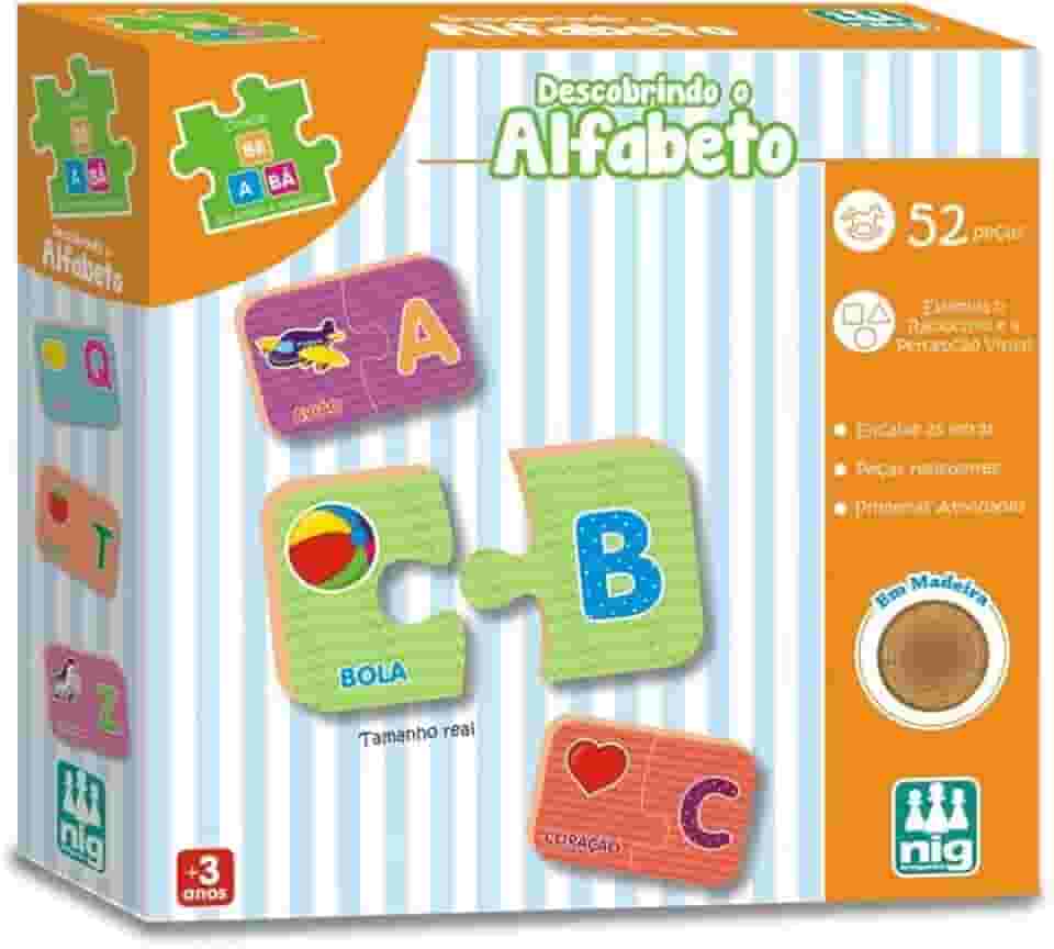 Jogo Descobrindo o Alfabeto, Madeira Be a Bá, Nig Brinquedos, Multicolor