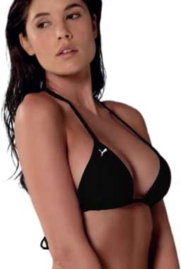 Top Cortininha Biquíni Puma Amarrações UV50+ Bojo Removível Resistente ao Cloro Praia Piscina Feminino Adulto