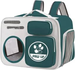 Bolsa Transporte Pet para Gatos 40x30x26 cm,Mochila em Tecido Oxford Respirável e Resistente, Espaçosa, com Ventilação, Alças Ergonômicas e Bolso Externo, Ideal para Viagens e Passeios (Verde)