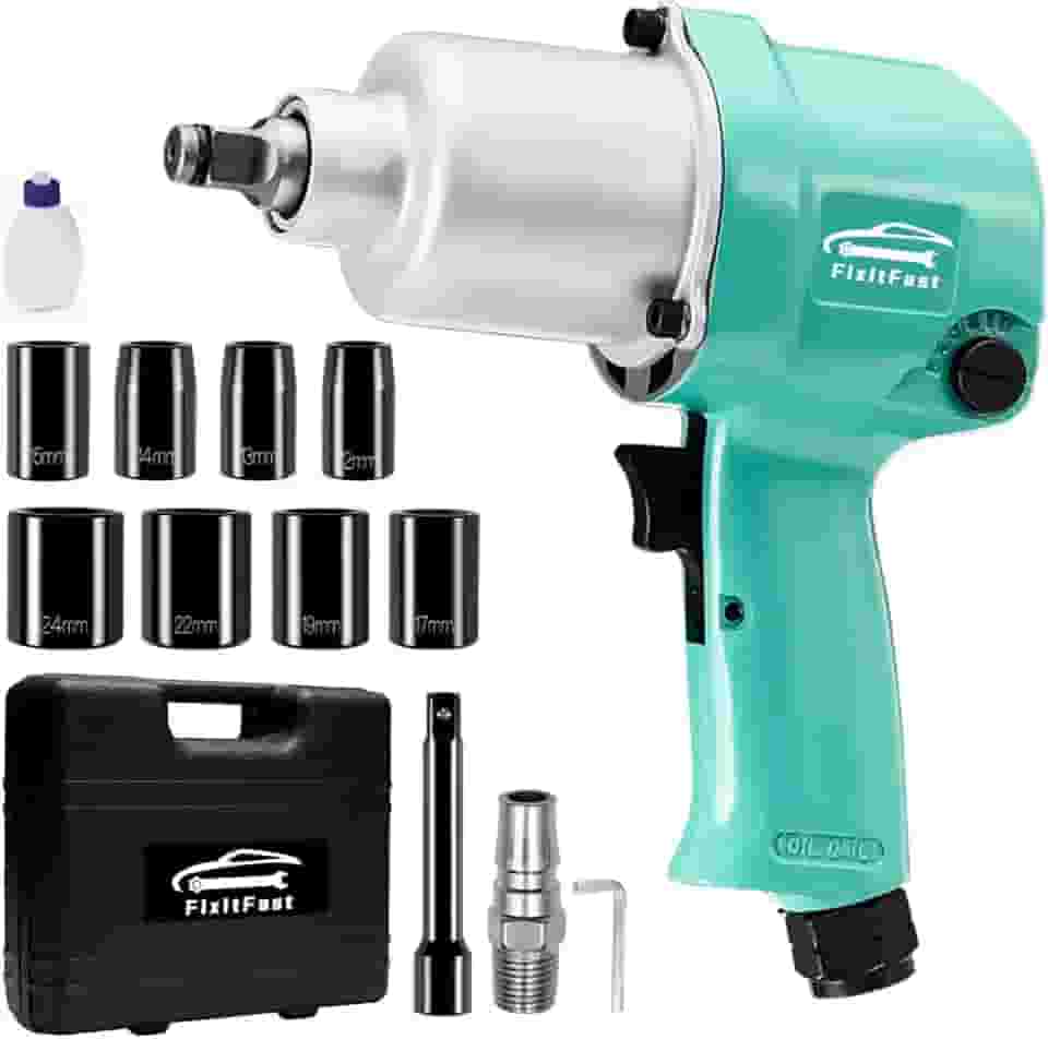 Chave de Impacto Pneumática de 1/2 Polegada, 8 Soquetes, 530 ft-lbs de Torque, 7500 RPM, Pistola de Impacto Pneumática, para Reparo de Automóveis e Oficinas