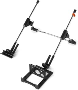 Suporte para Notebook em Aço Dobrável e Altura Ajustável c/Apoio de Celular NR17