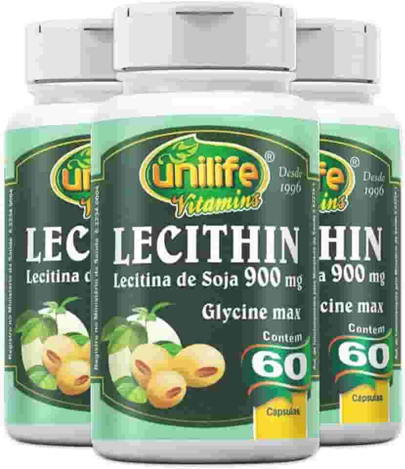 Kit 3 Lecitina de soja 900mg Unilife 60 cápsulas