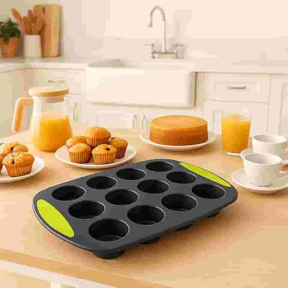 Forma de Silicone com 12 Cavidades – Assados Perfeitos e Sem Complicações