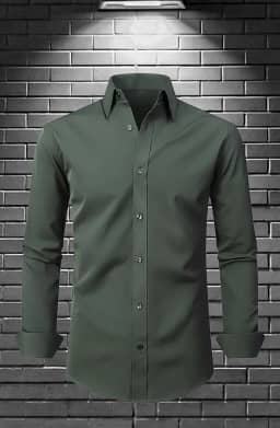 Camisas sociais masculinas de manga comprida com elástico e sem rugas, camisas formais casuais de negócios