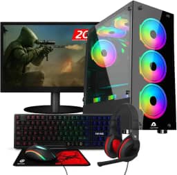Pc Gamer Ryzen 7 5700 G, Mb A520, 16 Gb Ddr4, Ssd M.2 Nvme 1 Tb, Fonte 600w + Monitor 20" + Kit 4 em 1