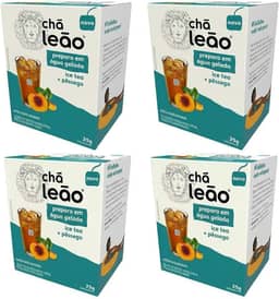 Combo Chá Leão Água Gelada Ice Tea e Pêssego - 4 Caixas 40 Sachês