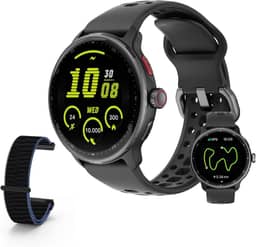 Bettdow SmartWatch GPS, Relogio Smartwatch Masculino e Feminino, 1,43 polegadas HD AMOLED, chamada Bluetooth, Esportivos relógio com voz por IA, Compatível com Android iOS, 2 Pulseiras (preto)