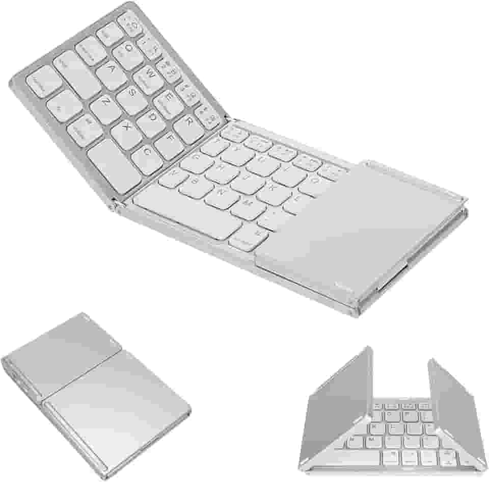 Mini Teclado Dobrável Portátil Tecnologia Bluetooth Sem Fio Com Touchpad (PRATA)