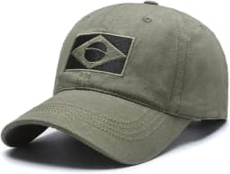 Boné Tático Militar com Bandeira Brasil, Ajustável, Ripstop, Proteção UV50+, Alta Durabilidade