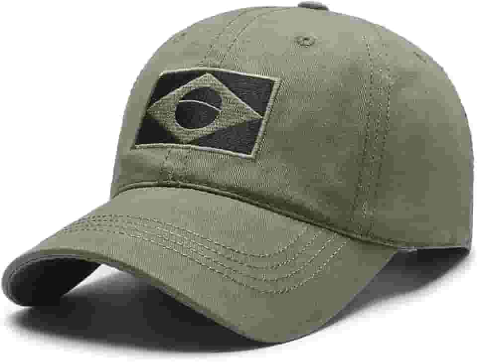 Boné Tático Militar com Bandeira Brasil, Ajustável, Ripstop, Proteção UV50+, Alta Durabilidade