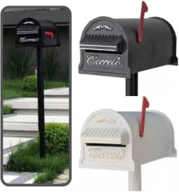 Caixa de Correio Americana com Pedestal Pé Moderna Grande Aço Alumínio para Correspondência com Chave Condomínio Jardim (Preto Prata)