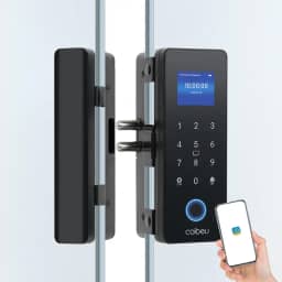 Fechadura Eletronica Inteligente Digital Biométrica WKZW-B6, para Porta de Vidro, Tuya APP, Instalação Sem Furos