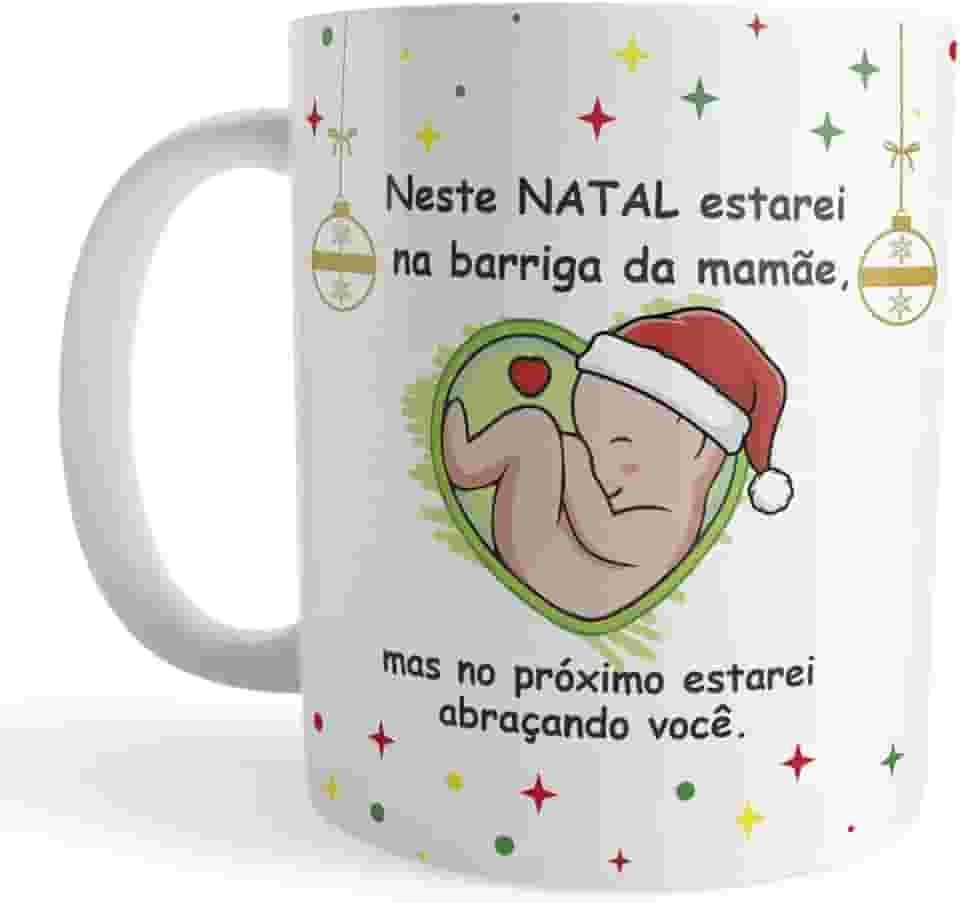 Caneca Xícara Natal Gravidez Bebê a Caminho Tema:Verde