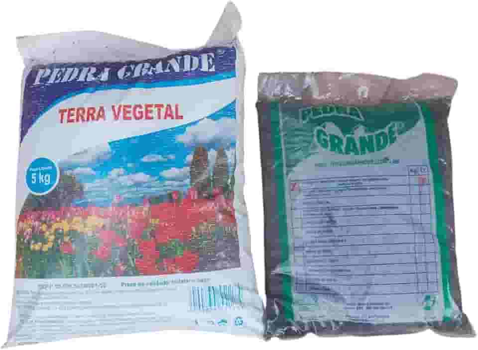 Kit Terra Vegetal 5kg + Húmus de Minhoca 3L - Pedra Grande - Plantas - Horta - Vasos - Composto - Substrato