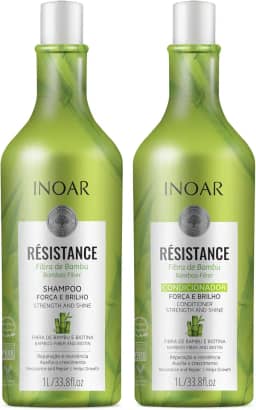 Inoar, Kit Resistance Bambu – Shampoo e Condicionador 1L, Fortalecimento e Crescimento Capilar, Hidratação e Brilho, Para Cabelos Danificados ou Quebradiços