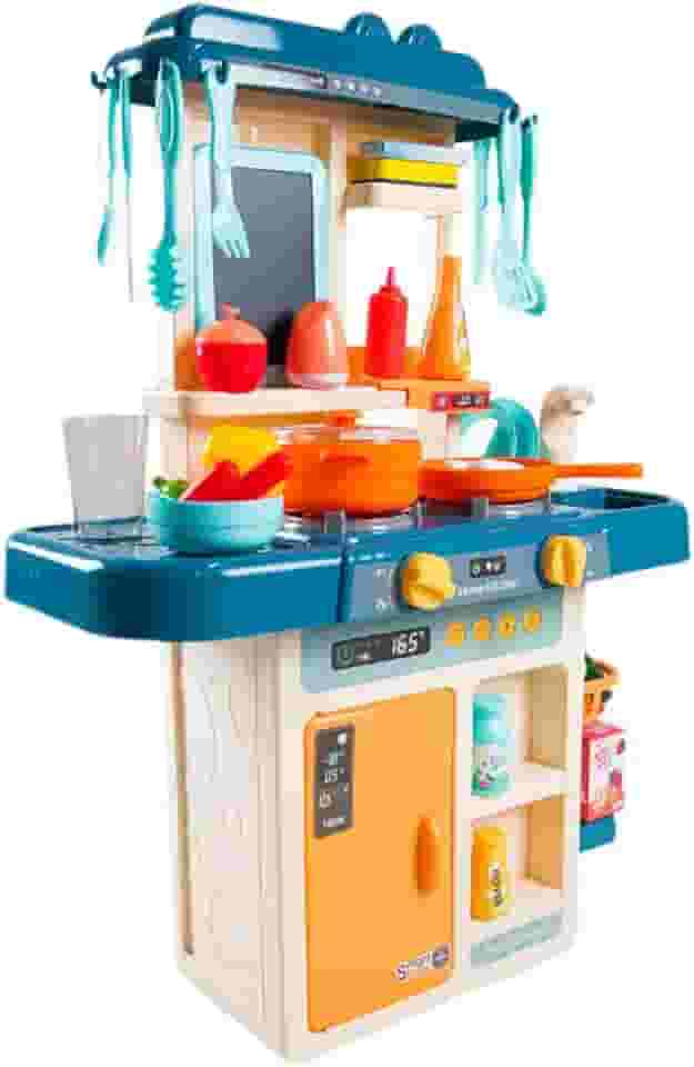 Cozinha Infantil Brinquedo Com Água Luz Som Fumaça 42 Peças BH STORE (Azul)