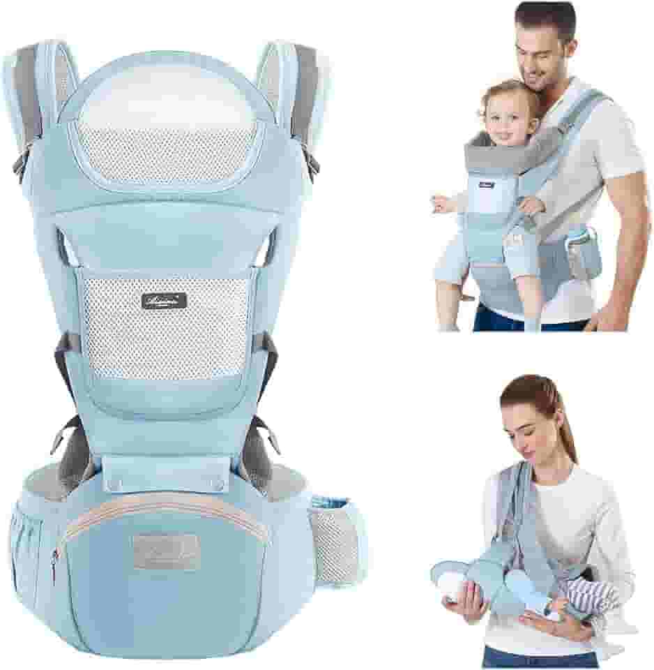 Canguru Para Bebe,Alça De Transporte Multifuncional 6 e 1,Canguru Ergonomico Para Bebe,Adequado Para 0-36 Meses (Azul)