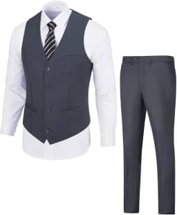 Conjunto de colete masculino de 2 peças, caimento justo, casual, colete