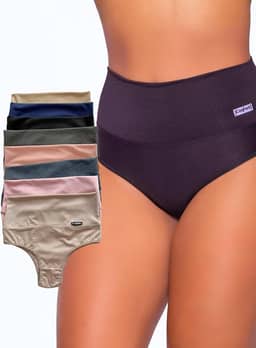ART ÍNTIMA - Kit 10 Calcinhas Cinta Alta Compressão Segura Barriga - Moda Íntima - Confeccionada em Suplex - Reforçada & Confortável - Ideal Para Uso Diário