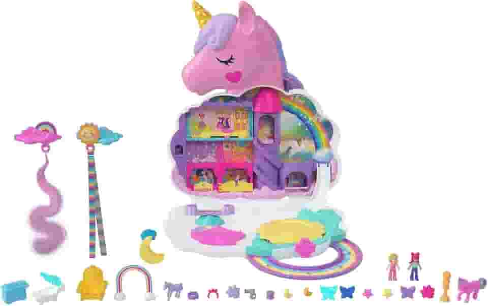 Polly Pocket Conjunto Brinquedo Salão De Unicórnio Arco-íris