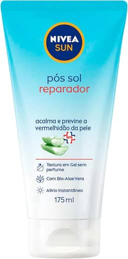 NIVEA SUN Pós Sol Reparador 175ml - Com bio Aloe Vera, o pós-sol acalma e previne a vermelhidão da pele, com efeito antioxidante e textura em gel, promovendo sensação de alívio instantâneo