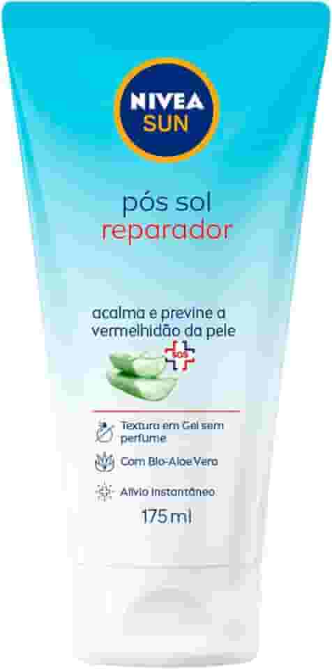 NIVEA SUN Pós Sol Reparador 175ml - Com bio Aloe Vera, o pós-sol acalma e previne a vermelhidão da pele, com efeito antioxidante e textura em gel, promovendo sensação de alívio instantâneo