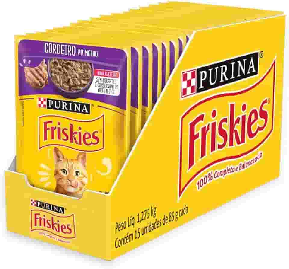 Pack Nestlé Purina Friskies Ração Úmida Para Gatos Adultos Cordeiro Ao Molho - Com 15 Sachês 85g
