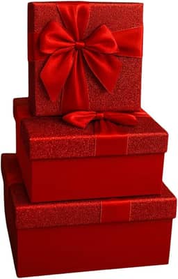 Caixa De Presente Com Tampa Embalagem Pequena Média Grande 3 Unidades Resistente Com Glitter e Tamanhos Diferentes