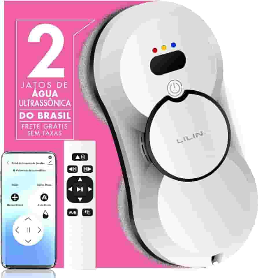 Lilin Robô de Limpeza de Janelas HCR10, Robô Limpa Vidros Controle de APP, 110/220V Bivolt, Pulverização ultrassônica de bico duplo, Equipado com Planejamento inteligente de caminho, Sensor antiqueda