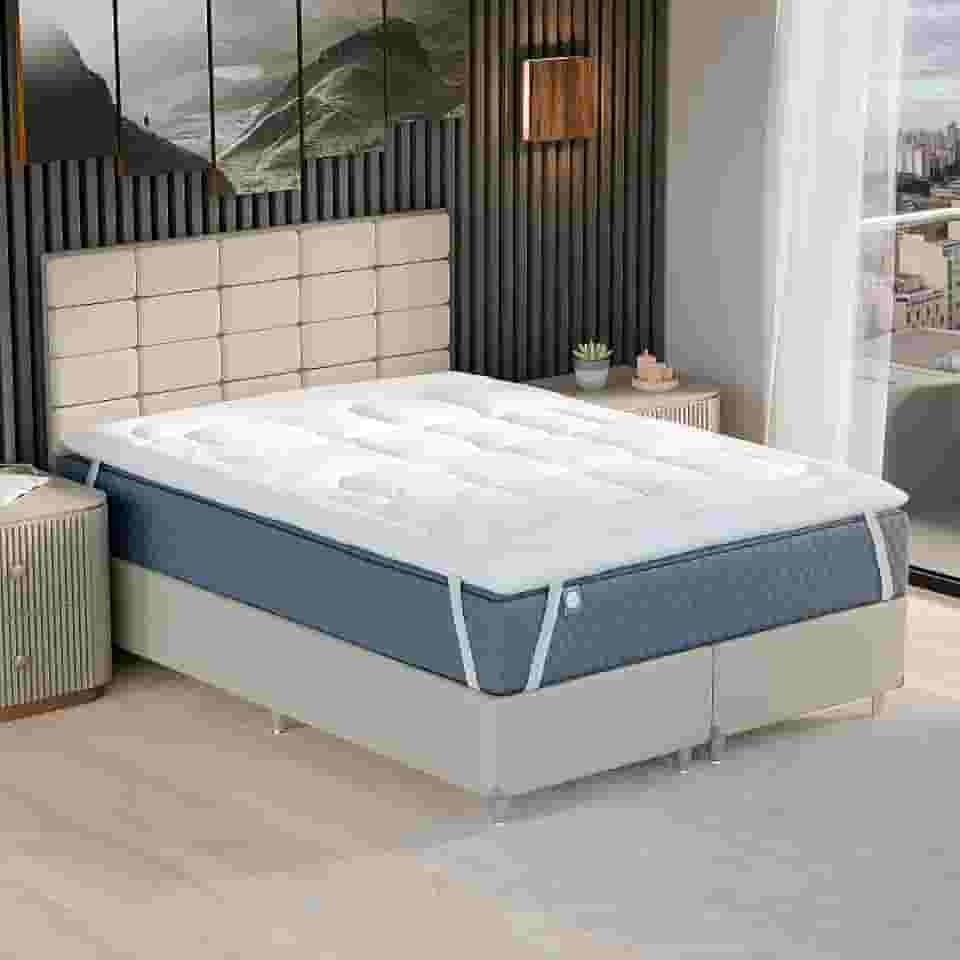 Pillow Top Casal Queen King Size Solteiro Fibra De Silicone 400 Fios Protetor Toque Macio Aveludado (Queen)