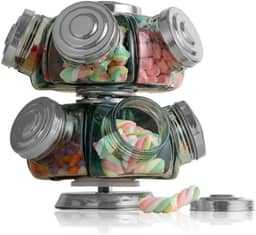 Baleiro Giratório de Vidro Duplo Médio - Prático, Bonito e Cheio de Nostalgia - Vidro&Decor (Prata)